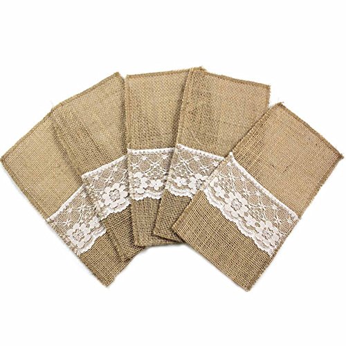 Dis 40 stück natur jute sackleinen&lace rustikales besteck messer ...