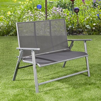 Ultranatura Korfu-Serie-Plus, Aluminium Gartenbank mit Armlehne, Grau