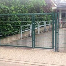 Einfahrtstor 2-flügelig asymmetrisch Grün Tor Doppeltor Gartentor 350cm x 180cm - Alles für Garten