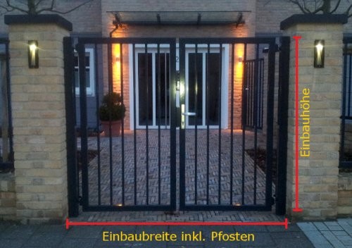 Hochwertiges, 2-flügeliges Tor / Schwarz beschichtet / Tor-Einbau