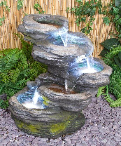 Sanke 5StufenKaskadenbrunnen mit LEDBeleuchtung Alles für Garten