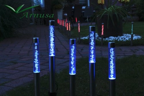 Solarlampe im 5er-Set LED 40cm im Farbwechsel mit Erdspieß Solarleuchte