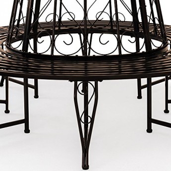 Baumbank 360° Metall, Ø 160cm, pulverbeschichtet, geschwungene Beine