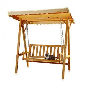 Holz-Hollywoodschaukel-Gartenschaukel-Schaukel-Bank-inkl-Dach-Beige-0