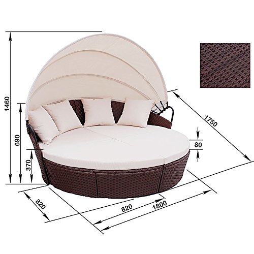 POLY RATTAN Sunbed Lounge Gartenset BRAUN Sofa Garnitur Polyrattan