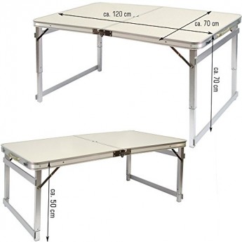 Campingtischset aus Aluminium | Höhenverstellbarer Klapptisch und 4