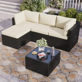 Aoxun Gartenmöbel Set Polyrattan 3-teilig mit 7,5cm dicken Kissen & Glas-Couchtisch, wetterfeste Gartenlounge Outdoor mit extra Langer 196cm Sitzbank, Stabiler Balkon Terrassen Außenmöbel Satz (Weiß) Aoxun Gartenmöbel Set Polyrattan 3-teilig mit 7,5cm dicken Kissen & Glas-Couchtisch, wetterfeste Gartenlounge Outdoor mit extra Langer 196cm Sitzbank, Stabiler Balkon Terrassen Außenmöbel Satz (Weiß)