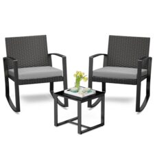 Bealife Balkonmöbel-Set, Gartenmöbel-Set, 3-teiliges Lounge-Set für Terrasse und Garten, Rattan-Gartenmöbel-Set für Balkon, Garten, Innen- und Außenbereich, Terrasse, Hinterhof