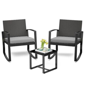 Bealife Balkonmöbel-Set, Gartenmöbel-Set, 3-teiliges Lounge-Set für Terrasse und Garten, Rattan-Gartenmöbel-Set für Balkon, Garten, Innen- und Außenbereich, Terrasse, Hinterhof