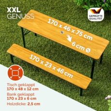 CASARIA Bierzeltgarnitur 170 cm für 8 Personen 3-teilig klappbar