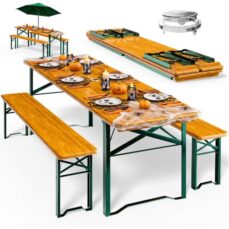 CASARIA Bierzeltgarnitur 170 cm für 8 Personen 3-teilig klappbar