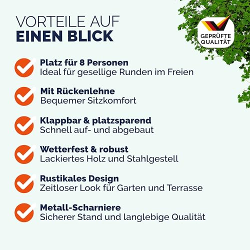 CASARIA Bierzeltgarnitur mit Lehne 170 cm