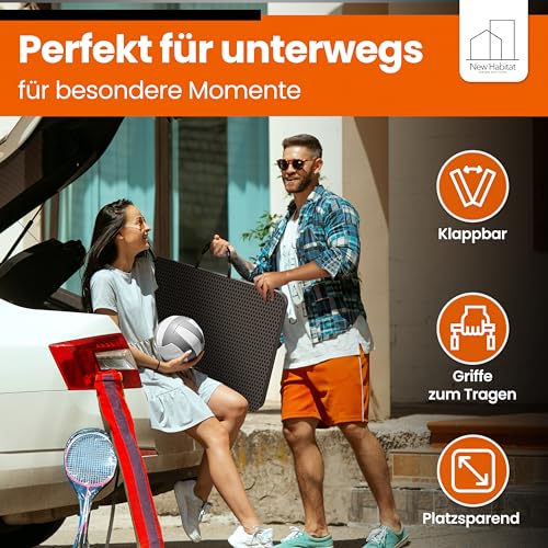 NewHabitat Bierzeltgarnitur Polyrattan Klappbar – Tisch & 2 Bierbänke