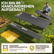 Ondis24 Biertischgarnitur Lisa Campingtisch 2X Bierbank 1x Biertisch Sitzbank klappbar Bierzeltgarnitur 3tlg. einfach transportabel mit Tragetasche (Anthrazit, XL)
