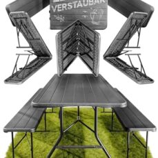 Ondis24 Biertischgarnitur Lisa Campingtisch 2X Bierbank 1x Biertisch Sitzbank klappbar Bierzeltgarnitur 3tlg. einfach transportabel mit Tragetasche (Anthrazit, XL)